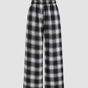 THERMAL PLAID ELASTIC WAIST PANTS